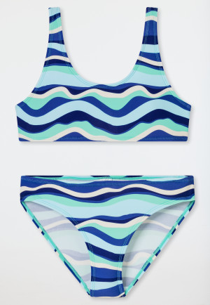 Bustier bikini set waves SPF 40+ blue-green - aqua