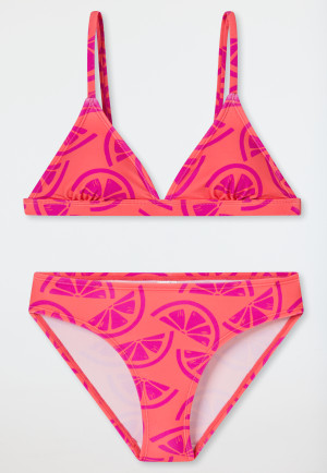 Triangle bikini set lemons SPF 40+ vivid red - aqua
