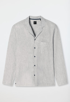 Shirt long-sleeve woven fabric linen stripes admiral - Mix+Relax