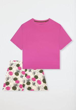 Short pyjamas pomegranate fuchsia - Casual Fashion