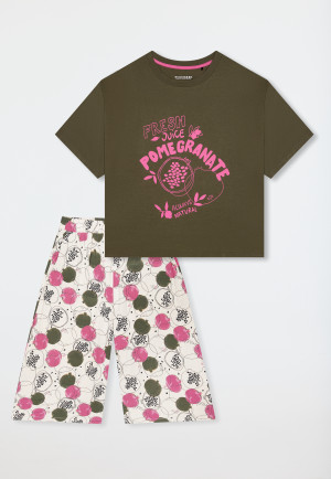 Pyjamas 3/4 length pomegranate olive - Casual Fashion