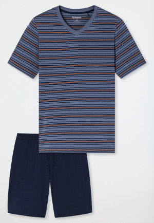 Short pyjamas striping blue-grey - Casual Nightwear