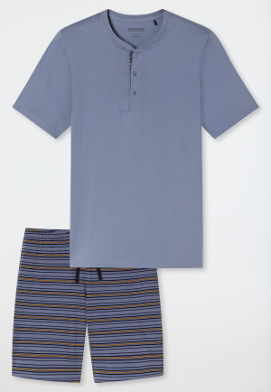 Short pyjamas with button placket blue-grey - Casual Nightwear