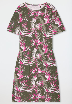 Nachthemd kurzarm Interlock Gummizug Palmen multicolor - Modern Nightwear