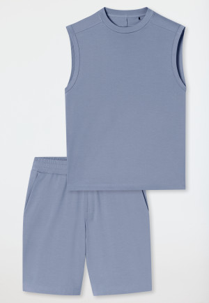 Pigiama corto senza maniche grigio-blu - Modern Nightwear