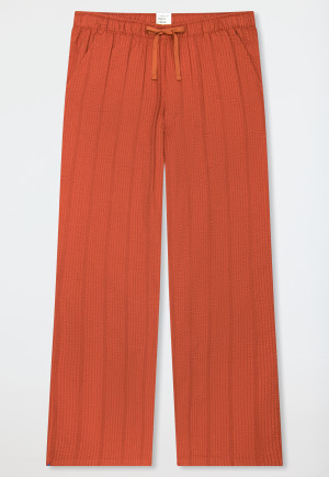 Pantalon long Matière tissée Seersucker terracotta - Mix+Relax