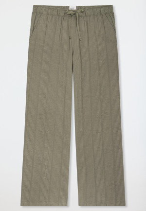 Pantaloni lunghi in tessuto seersucker giada - Mix+ Relax