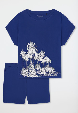 Pyjama court interlock bleu palmier - Interlock