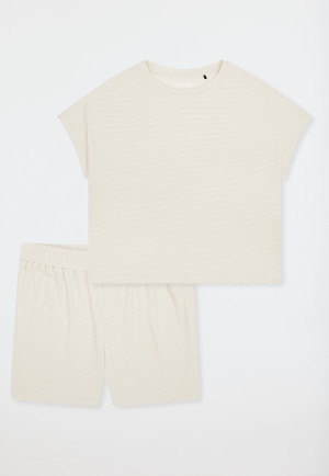 Pyjama court côtelé Jacquard pearl - Casual Feel