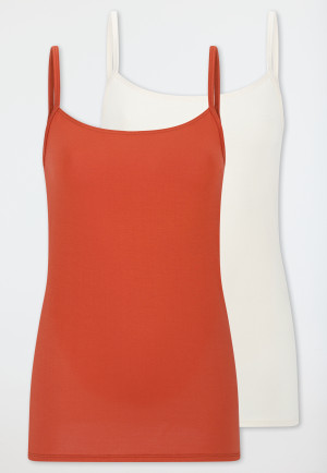 Spaghettitops 2er-Pack terracotta/creme - Modal Essentials