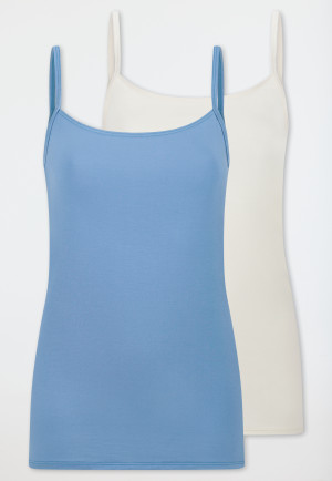 Spaghettitops 2er-Pack hellblau/creme - Modal Essentials