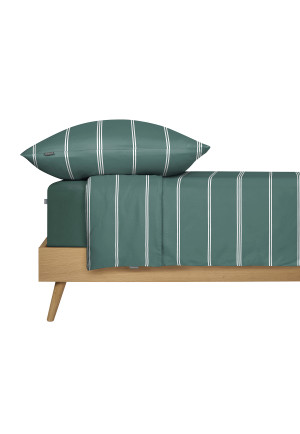Bed linen 2-piece Renforcé petroleum striped - SCHIESSER Home