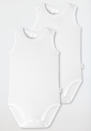 Infant bodysuits 2-pack sleeveless unisex fine rib organic cotton white - Original Classics