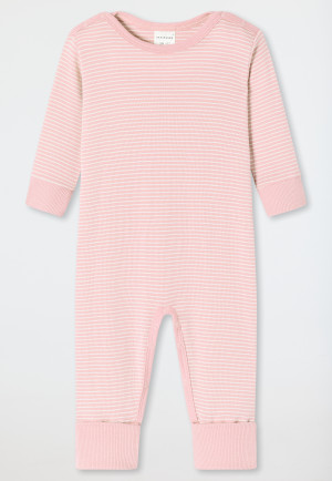 Baby suit fine rib long sleeve vario foot striped pink - Natural Love