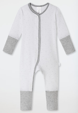 Tuta lunga da neonato con Vario e righe unisex in cotone biologico a costine sottili bianco / grigio chiaro - Original Classics