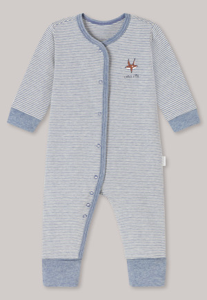 Baby pajamas long organic cotton Natural Dye vario button placket stripes fox blue - Natural Love