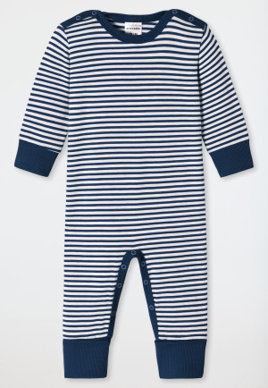 Tutina per bebè lunga unisex con abbottonatura, bambù, Vario, a righe, blu scuro - Bamboo