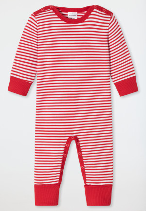 Tutina lunga unisex per bebè con motivo righe con abbottonatura, bambù, Vario, rosso - Bamboo