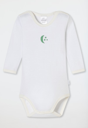 Body bambino manica lunga unisex a costine sottili in modal stelle di luna off-white - Natural Love