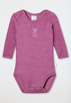 Onesie long-sleeve unisex terry towelling modal owl mauve - Natural Love