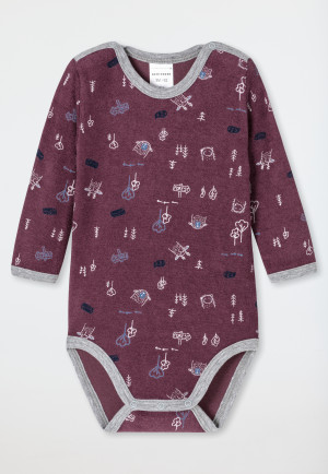 Body per bebè a maniche lunghe unisex in spugna, animali della foresta, malva - Baby World