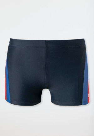 Bade-Retroshorts Wirkware recycelt LSF40+ Schulsport Streifen dunkelblau - Diver Stories