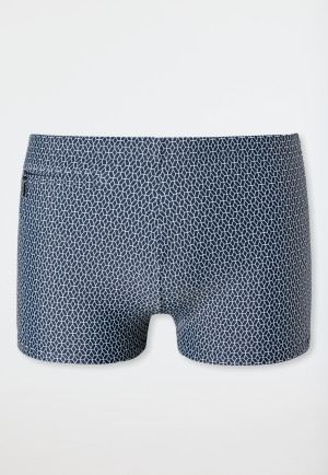 Swimwear retro shorts knitwear zip pocket dark blue patterned - Marineland