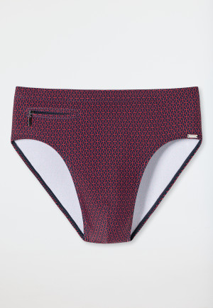Bade-Sir knitwear recycled swim briefs zipper pocket red patterned - Marineland