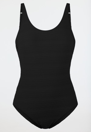 Maillot de bain jersey recyclé rayures noir - Aqua