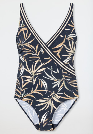 Swimsuit V-neck soft cups adjustable straps leaf print multicolored - Californian Safari