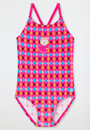 Swimsuit knitwear recycled SPF40+ ethnic cat watermelon multicolored - Cat Zoe