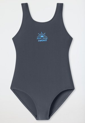 Maillot de bain tricot recyclé SFP 40+ sport scolaire graphite - Aqua