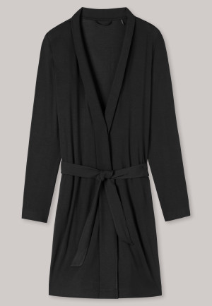 Peignoir modal col à revers ceinture noir - selected! premium inspiration