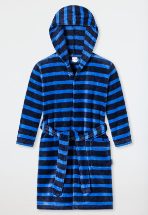 Bathrobe velour stripes dark blue - Original Classics