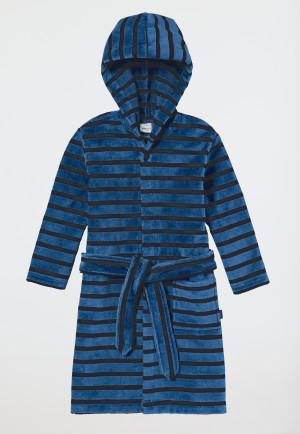 Bademantel Velour Streifen blau - Boys World