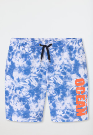Short de bain matière tissée recyclée SFP 40+ Batik aquarium - Aqua
