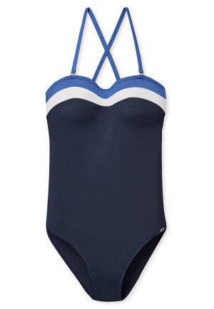 Bandeau swimsuit variable straps soft cups with support midnight blue - Aqua Ocean Swim