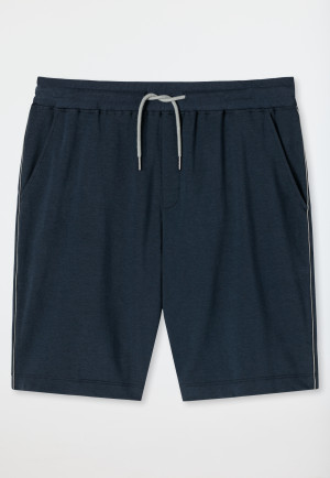 Bermuda in tessuto felpato realizzato in cotone biologico a righe, blu scuro - Mix+Relax