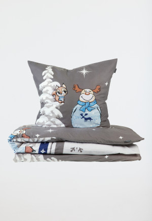 Parure de lit 2 pièces motif élan multicolore - flanelle castor