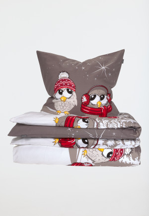 Parure de lit 2 pièces à motifs hiboux multicolores - flanelle castor