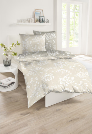Parure de lit renforcé fleurs crème - SCHIESSER Home