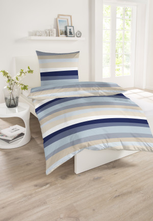 Parure de lit renforcé marine rayé - SCHIESSER Home