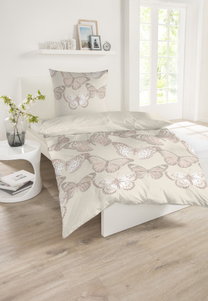 Parure de lit renforcé papillons crème - SCHIESSER Home
