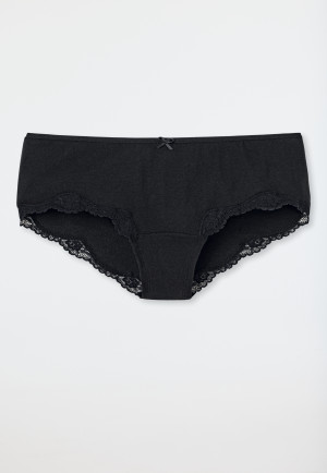Bikini Hipster avec dentelle, noir - Pure Cotton