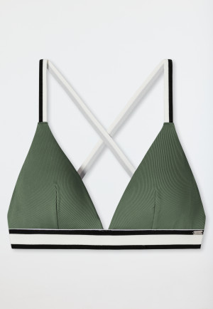 Top per bikini a triangolo con coppe estraibili e spalline variabili, kaki - California Dream