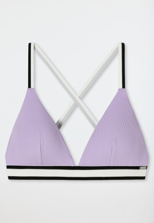 Top a triangolo per bikini con coppe rimovibili e spalline variabili, lilla - California Dream