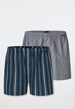 Boxershorts 2er-Pack Webware Streifen mehrfarbig - Boxershorts Multipack
