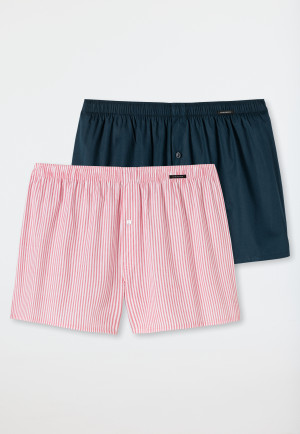 Boxershorts 2er-Pack Webware uni gestreift mehrfarbig - Fun Prints