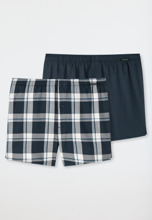 Confezione da 2 boxer in tessuto tramato in tinta unita a quadri, multicolore - Boxershorts Multipacks