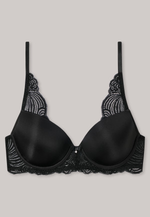 Underwired bra padded lace black - Wave Lace